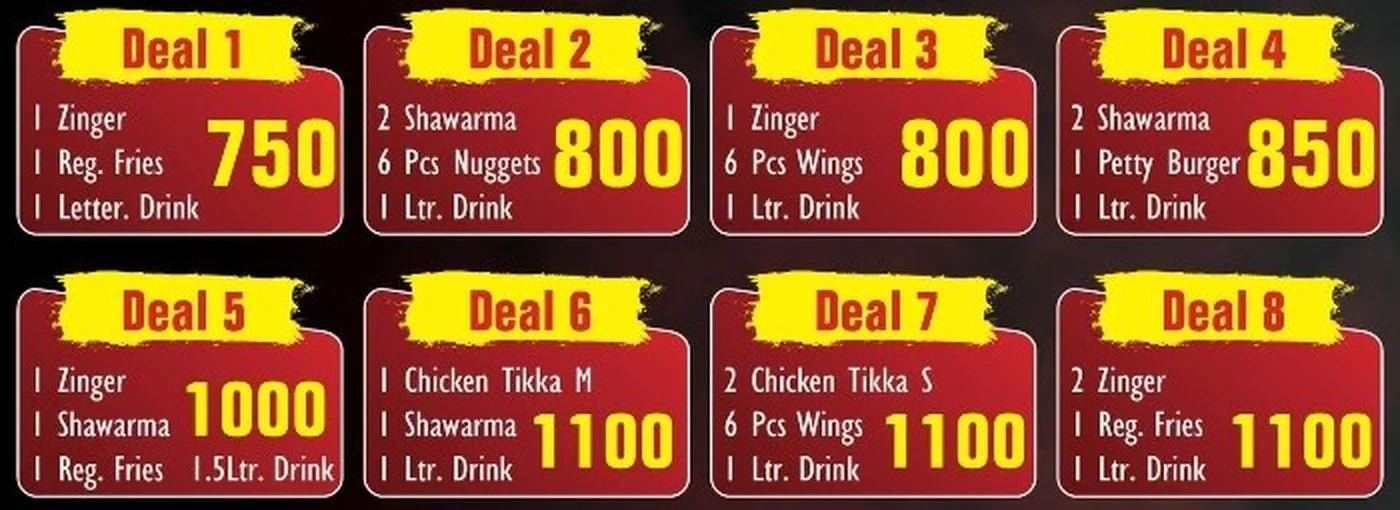 Slice’N’ Serve deals artwork showing Deal 1 to Deal 8